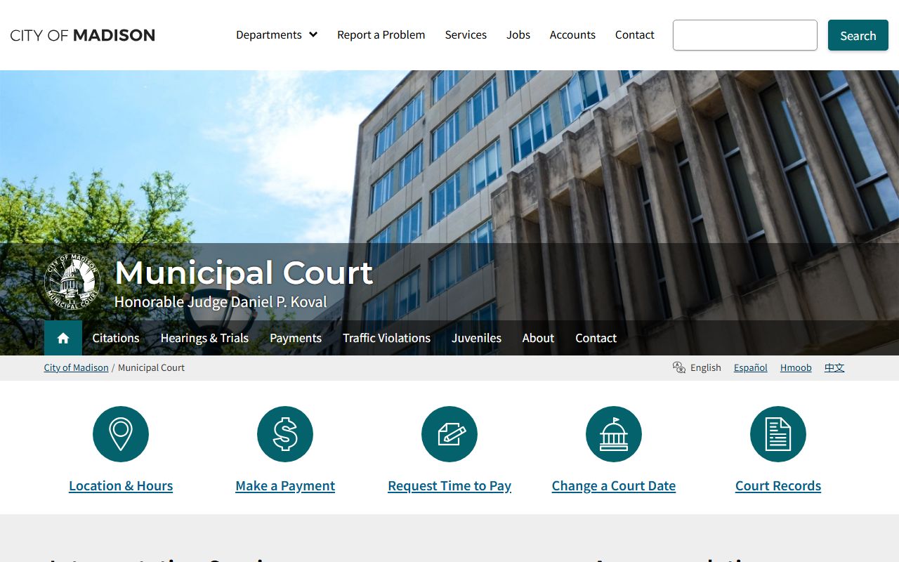 Madison Traffic Court Records municipal court homepage