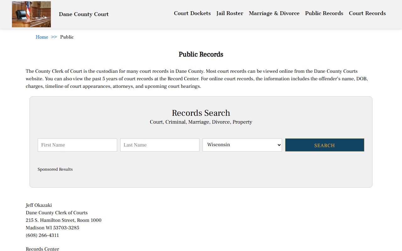 Madison Traffic Court Records Dane County public records page