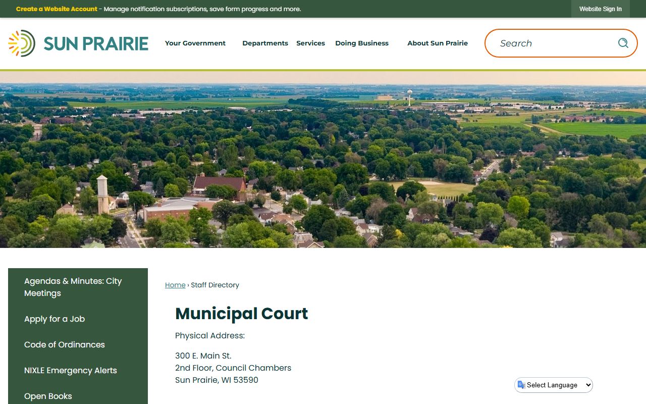Sun Prairie Traffic Court Records staff directory