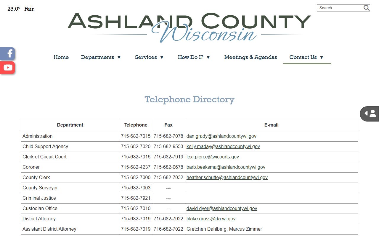 Ashland County Traffic Court Records contact directory image