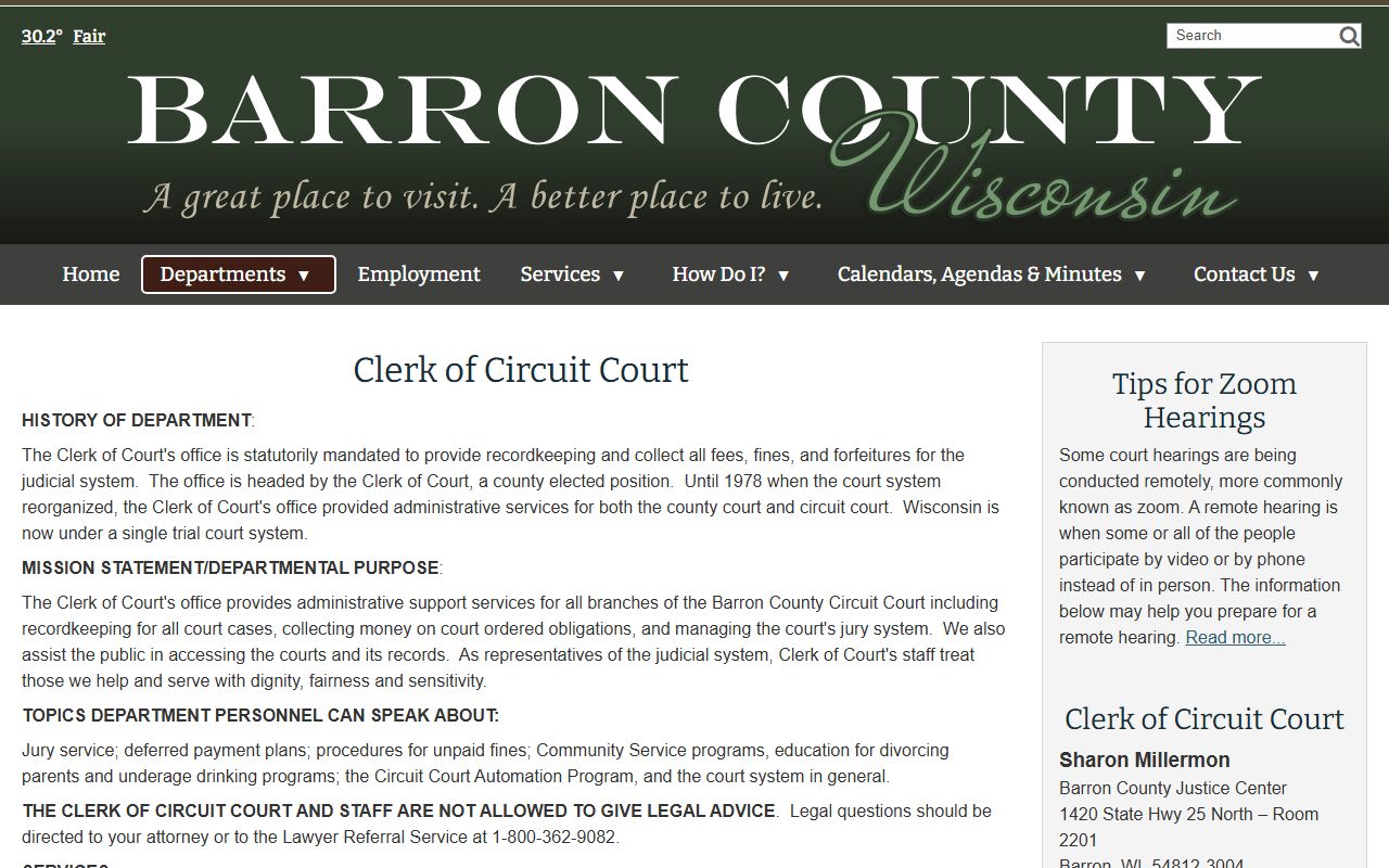 Barron County Traffic Court Records clerk office