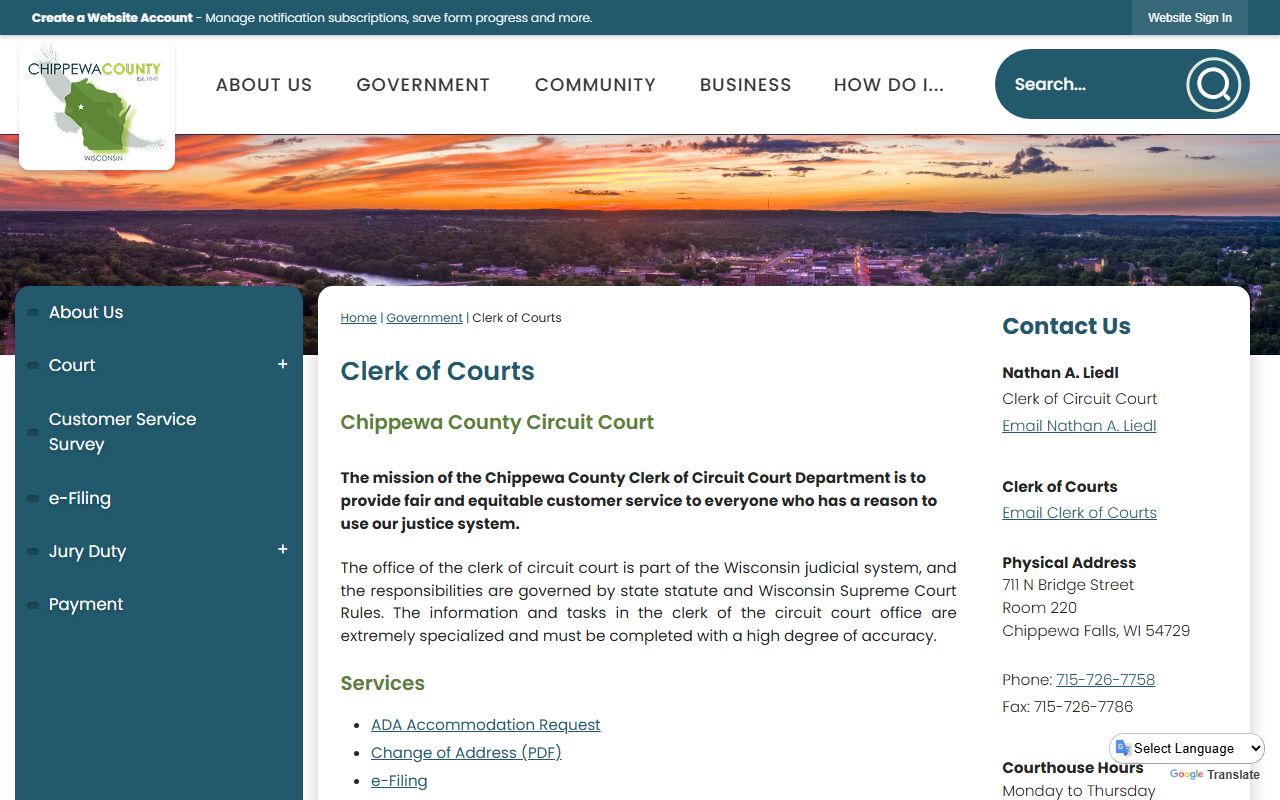 Chippewa County Traffic Court Records clerk office