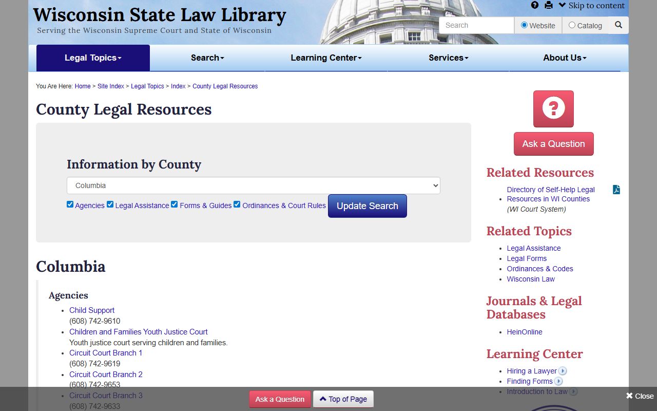 Columbia County Traffic Court Records legal resources