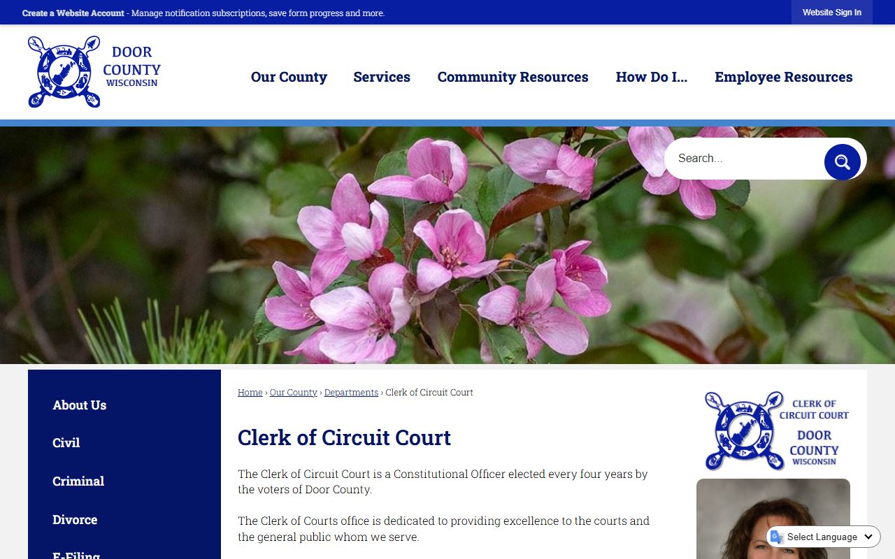 Door County Traffic Court Records clerk office