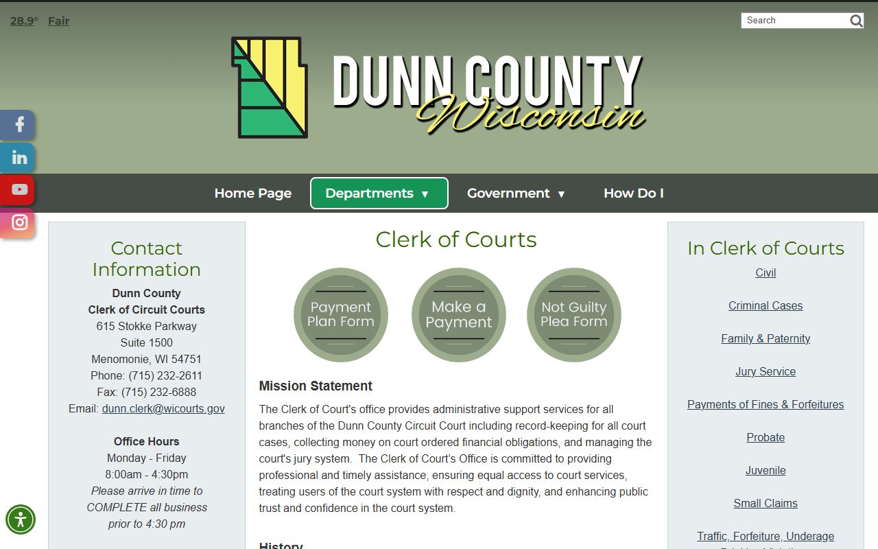 Dunn County Traffic Court Records clerk office
