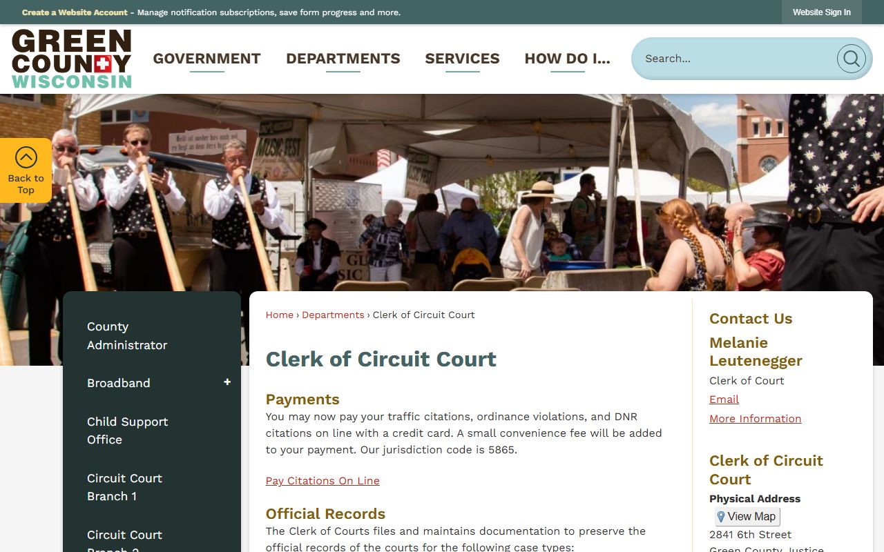 Green County Traffic Court Records clerk office