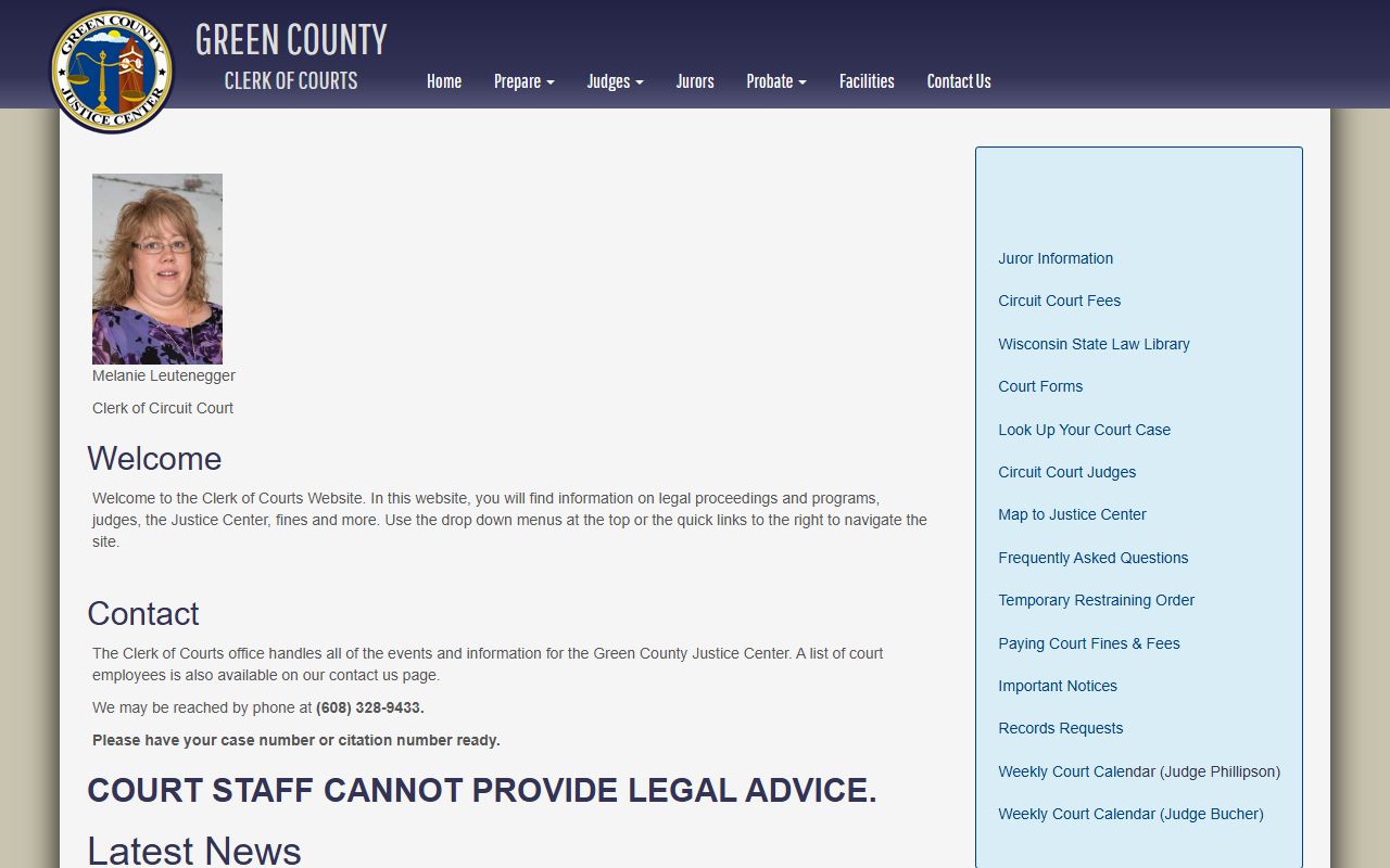 Green County Traffic Court Records courthouse page