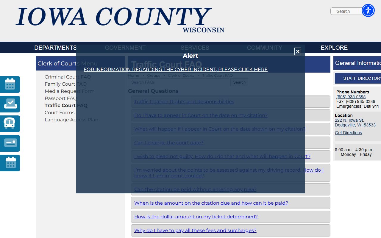 Iowa County Traffic Court Records traffic FAQ