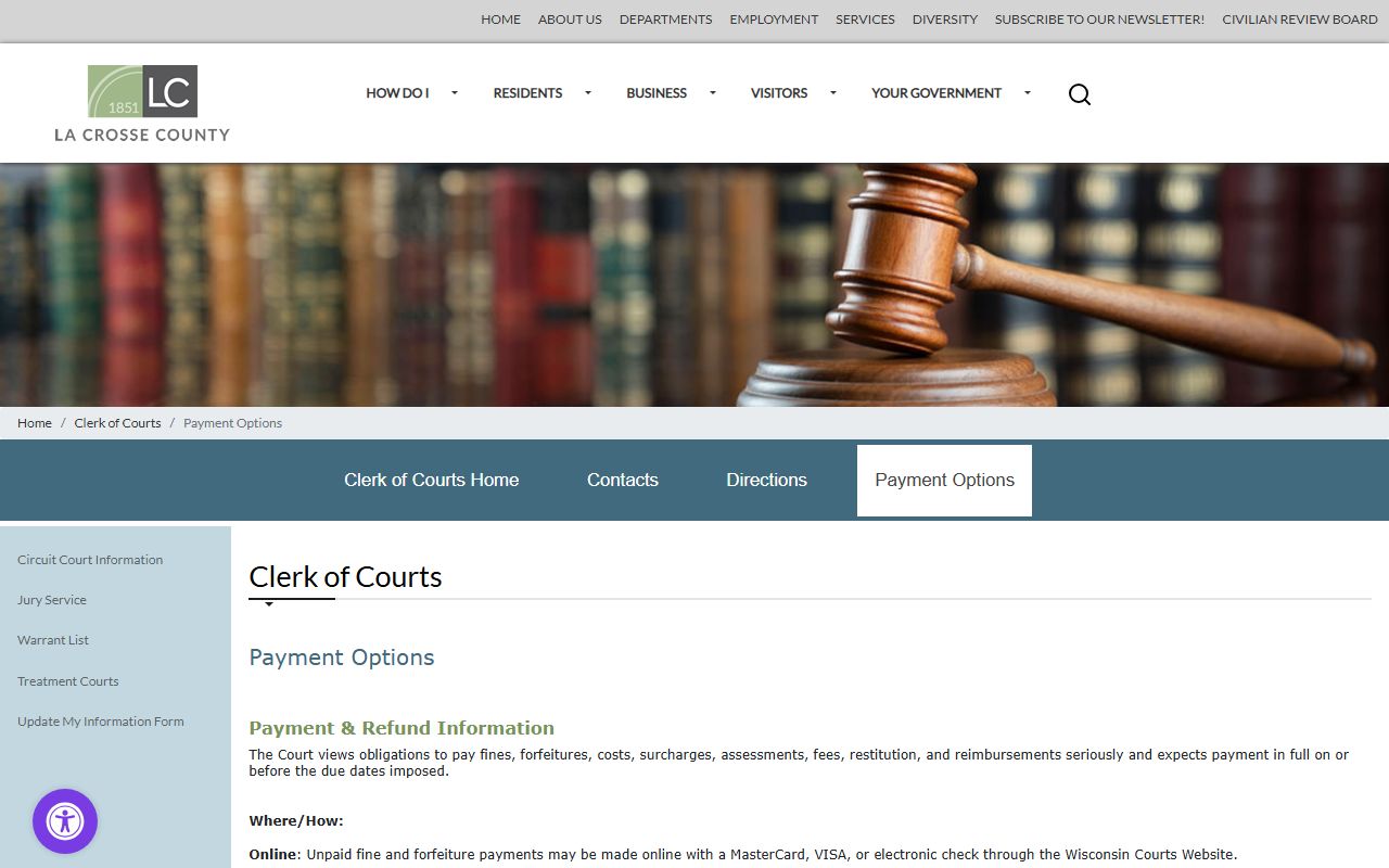 La Crosse Traffic Court Records payment options