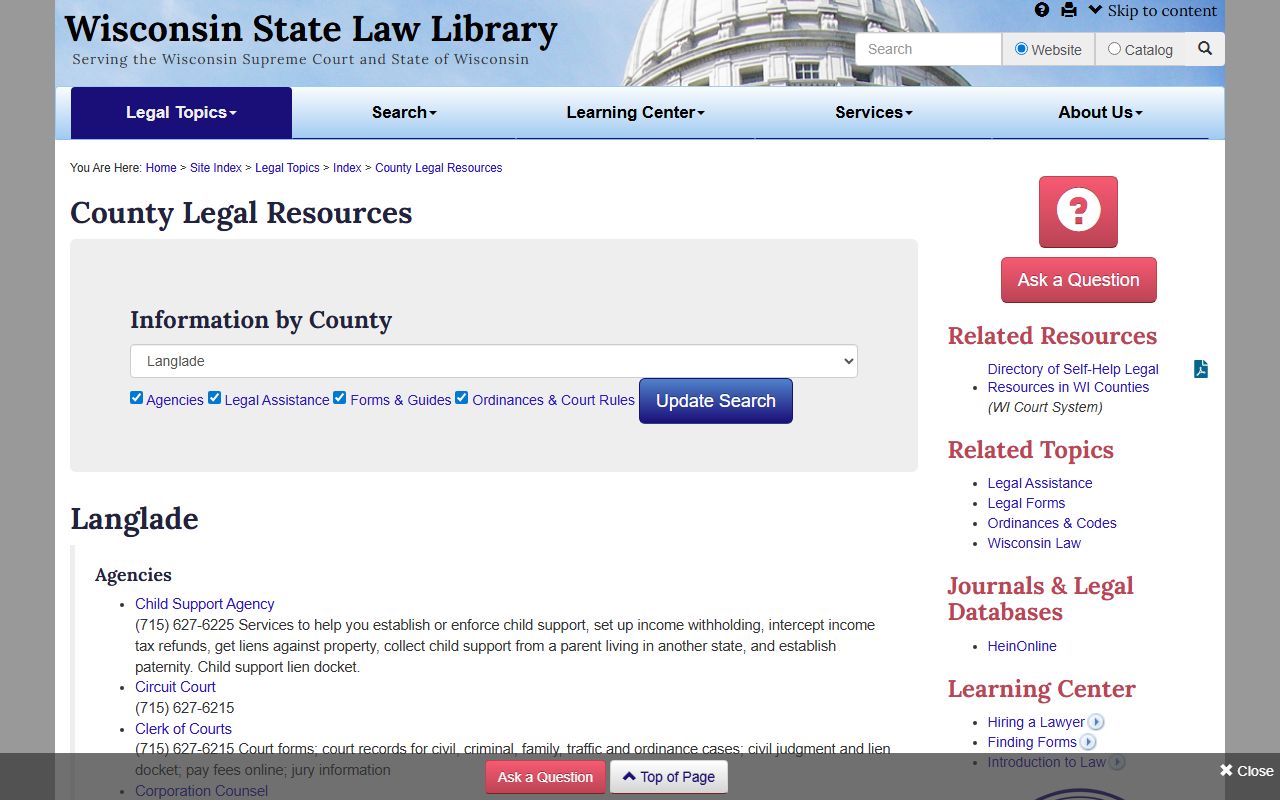 Langlade County Traffic Court Records legal resources
