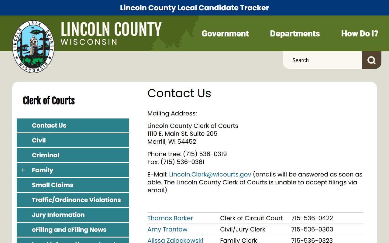 Lincoln County Traffic Court Records clerk office