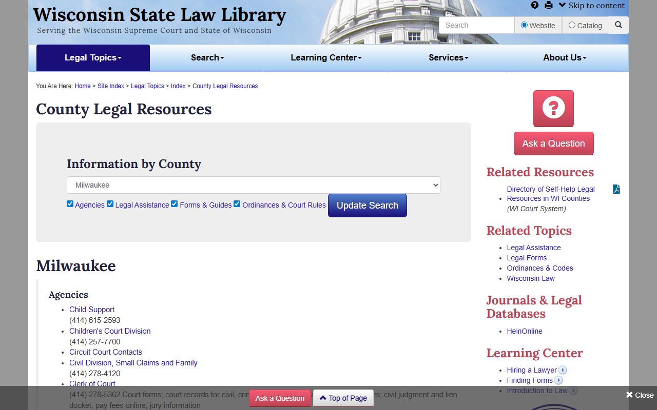 Milwaukee County Traffic Court Records legal resources