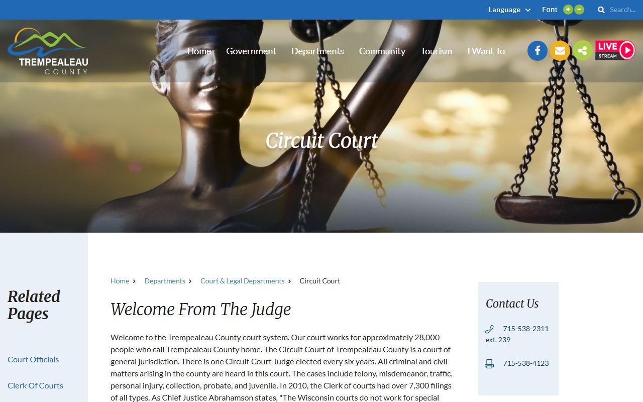 Trempealeau County Traffic Court Records circuit court reference