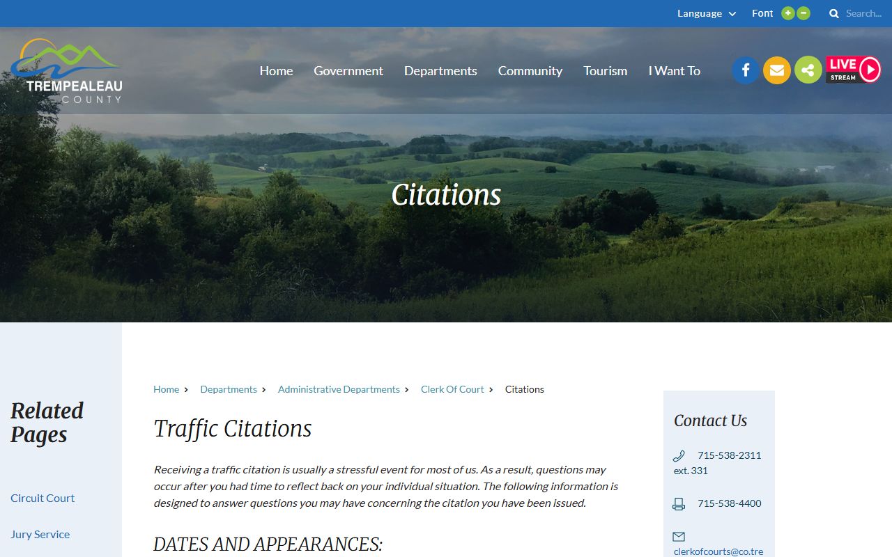 Trempealeau County Traffic Court Records citation guidance