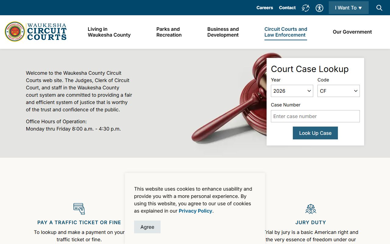 Waukesha County Traffic Court Records circuit courts homepage