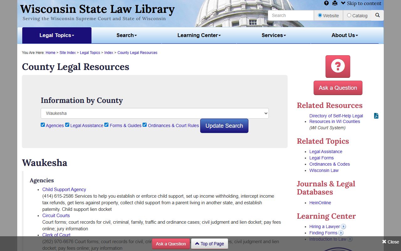 Waukesha County Traffic Court Records legal resources