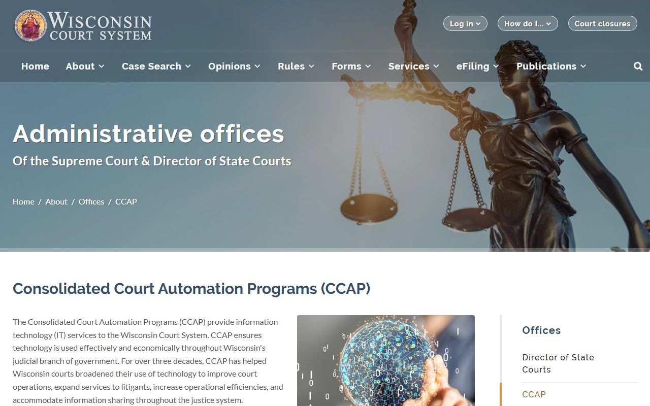 Wisconsin Traffic Court Records CCAP support page